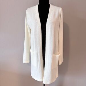 Lightweight Open-Front Cream Cardigan with Pockets